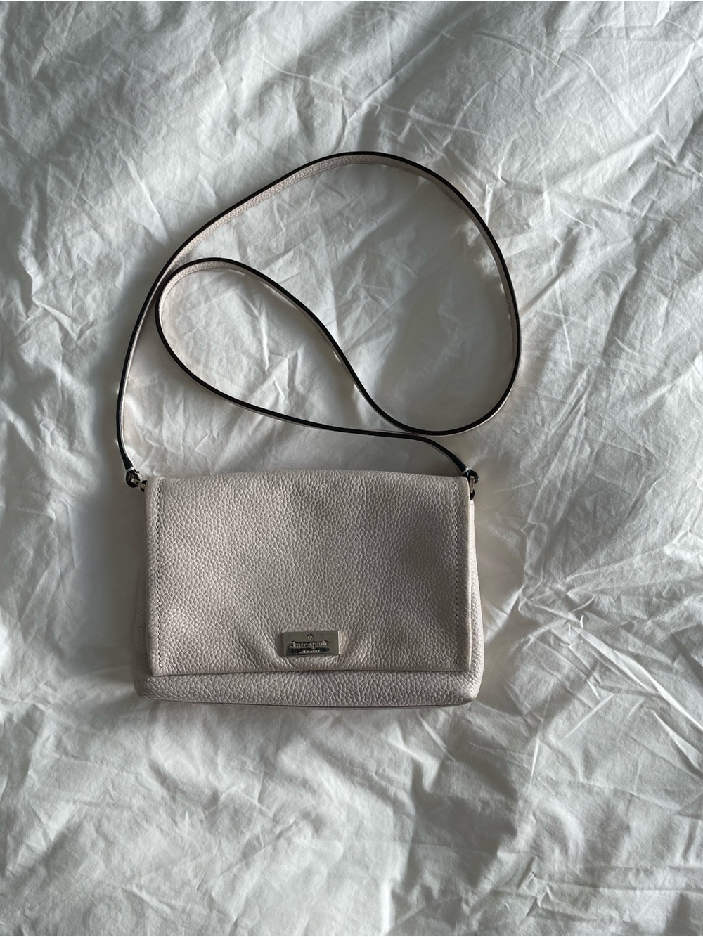 kate spade pebble leather crossbody in light cream